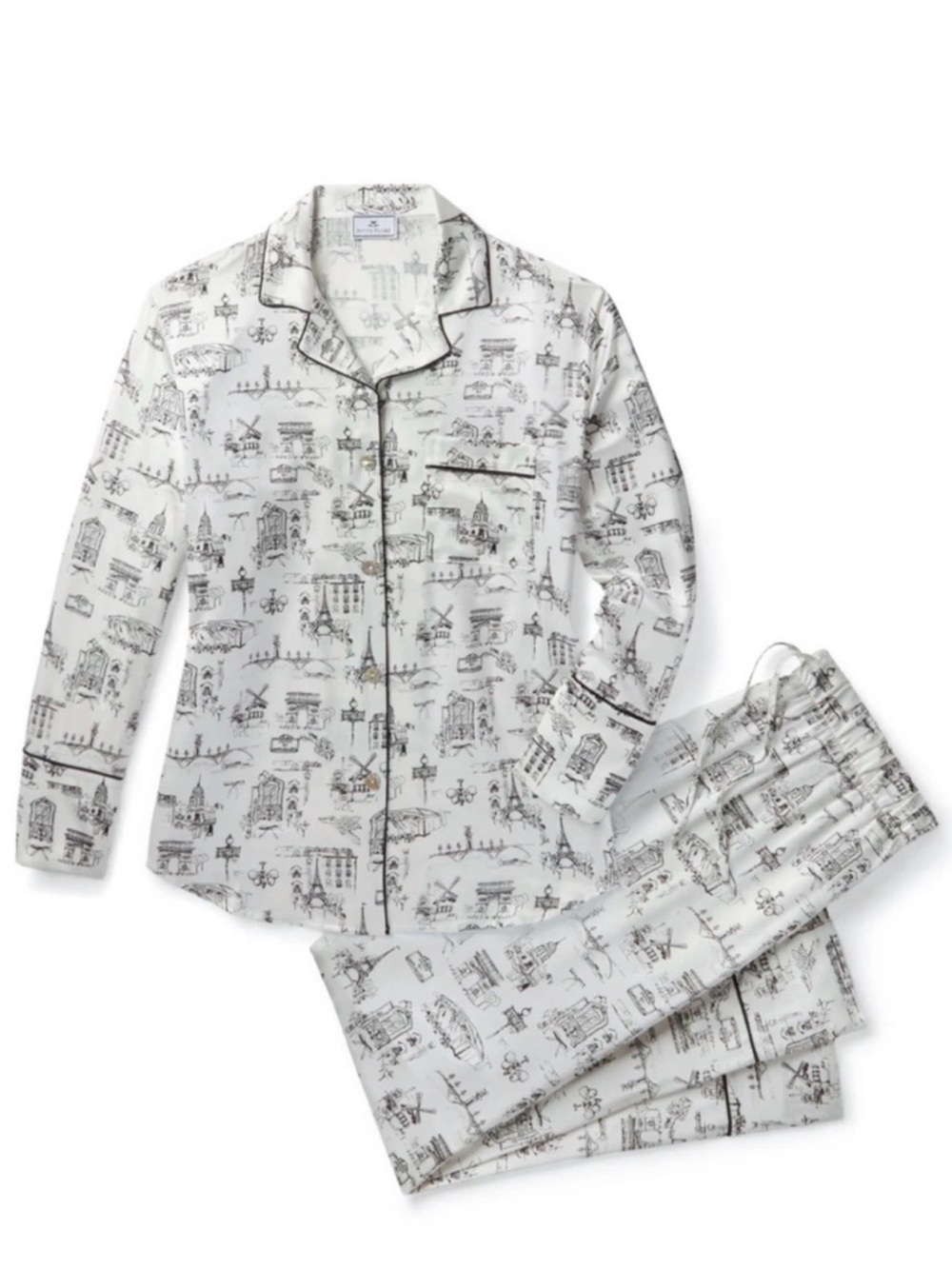 PETITE PLUME Parisian Toile 100% Silk Pajamas Size Medium NWT